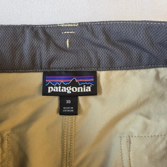 Patagonia Men Beige Quandary Pants Hiking Trail Zip Pocket Stretch Nylon 35X31 - Picture 8 of 11